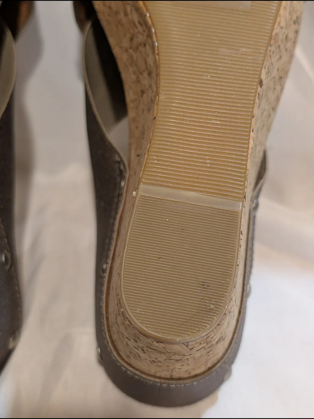 Lucky Brand Brown Crisscross Cork Wedge Sandals